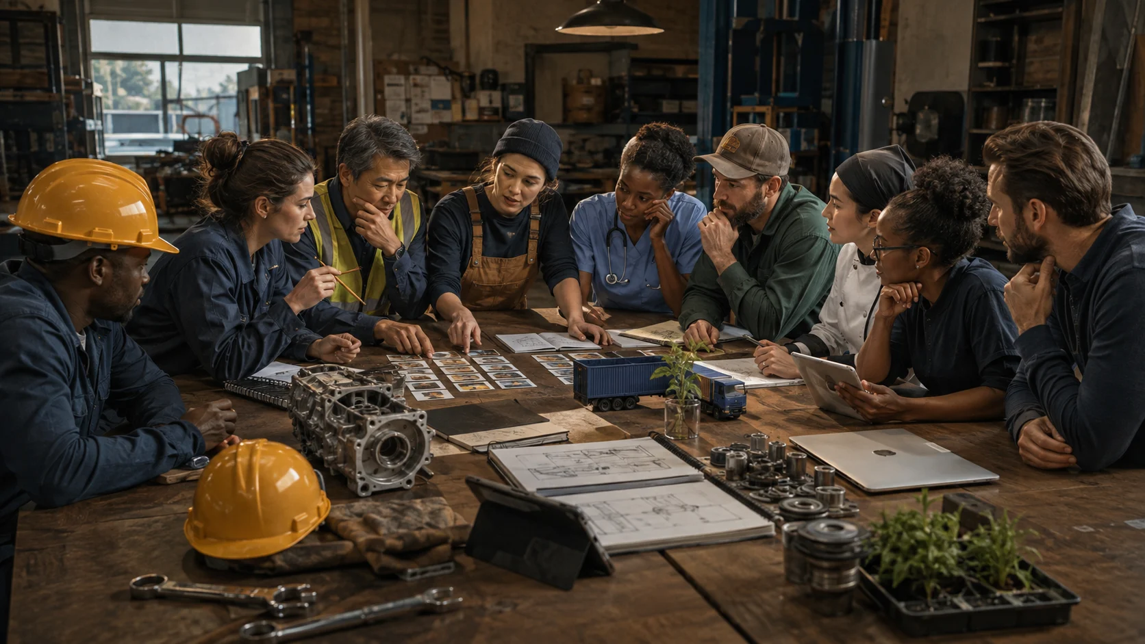 Professionals from different industries discussing specialized working language